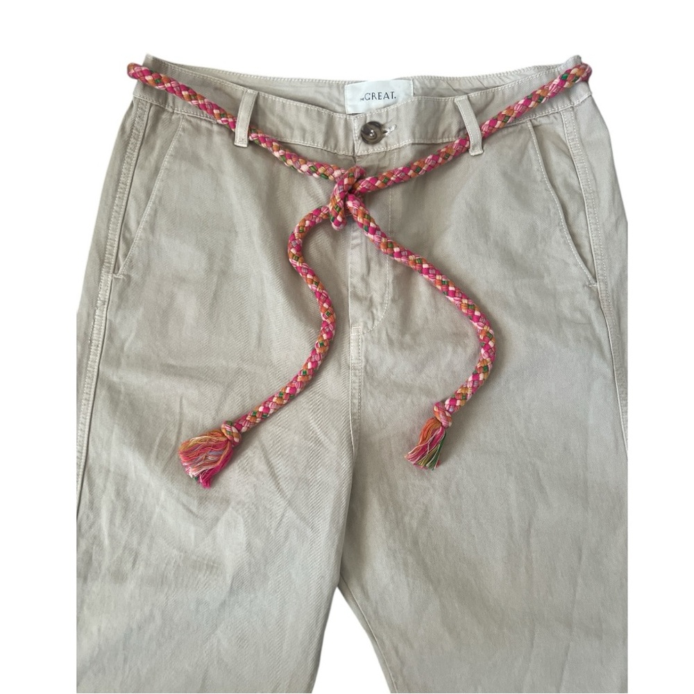 NWT THE GREAT Chino Ranger High Rise Crop Pants Tassel Belt Khaki 31